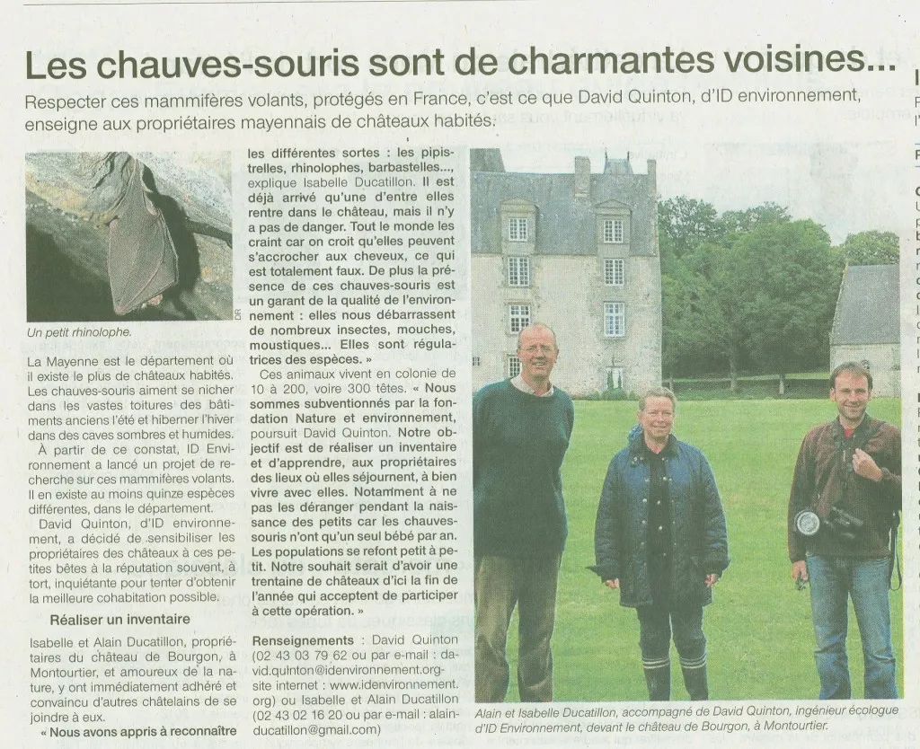 Ouest France chauves souris Bourgon