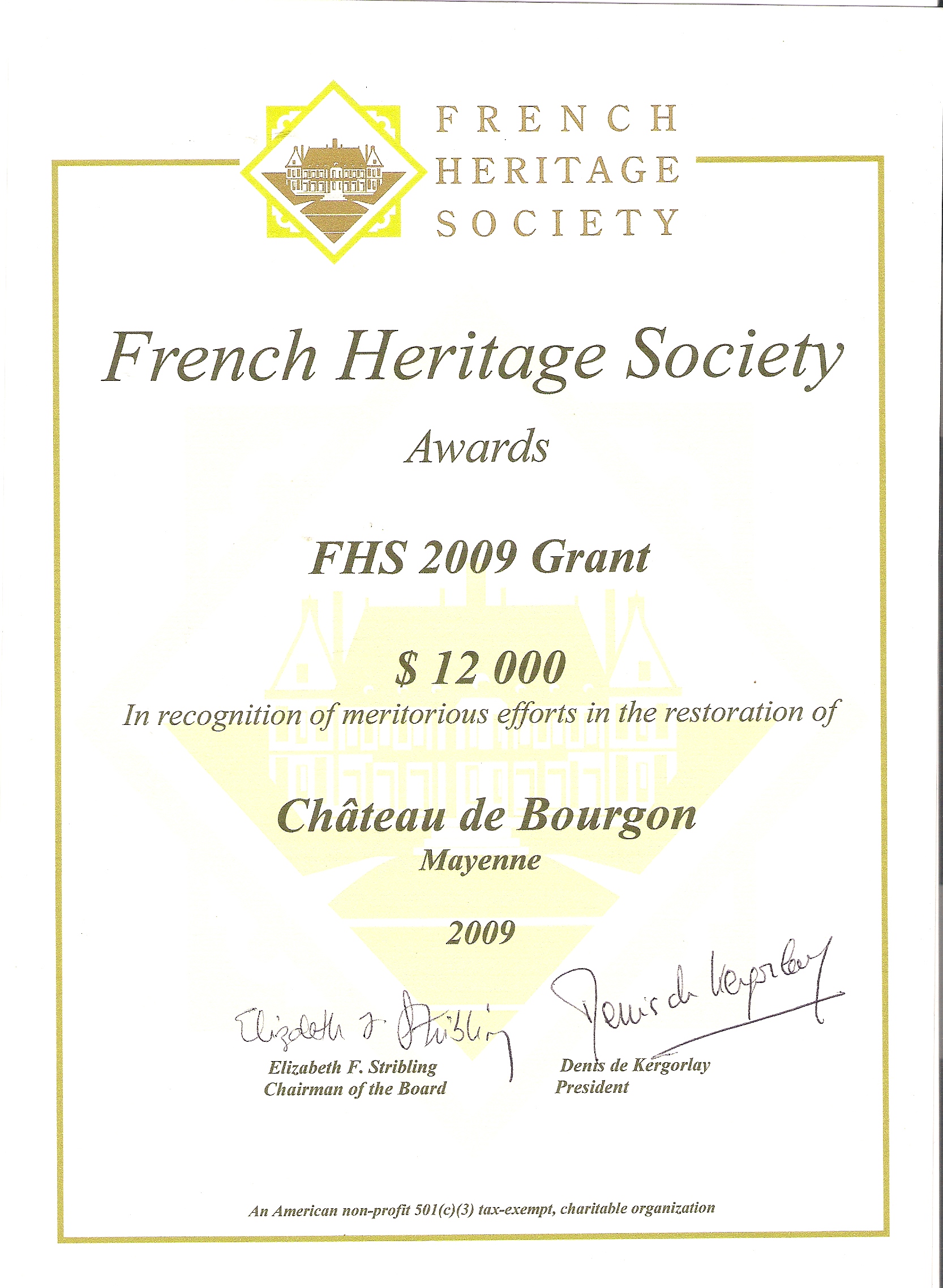 French Heritage Society awards 2009